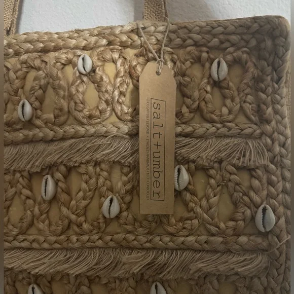 Salt + Umber Jute Shell Beach Bag NWT - Picture 5 of 8